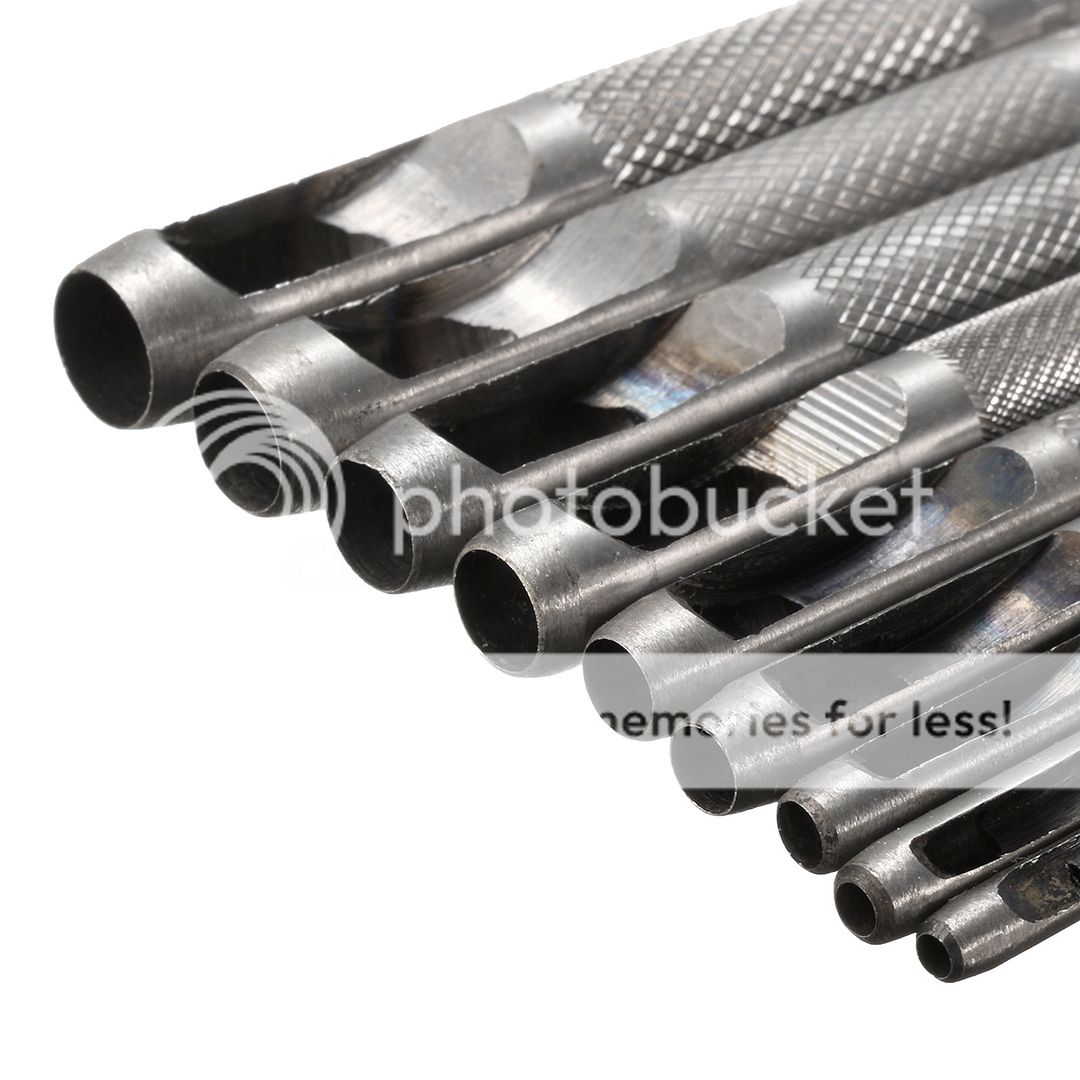 9pcs HeavyDuty Hollow Leather Hole Gasket Punch Set Cutter Belt Wad